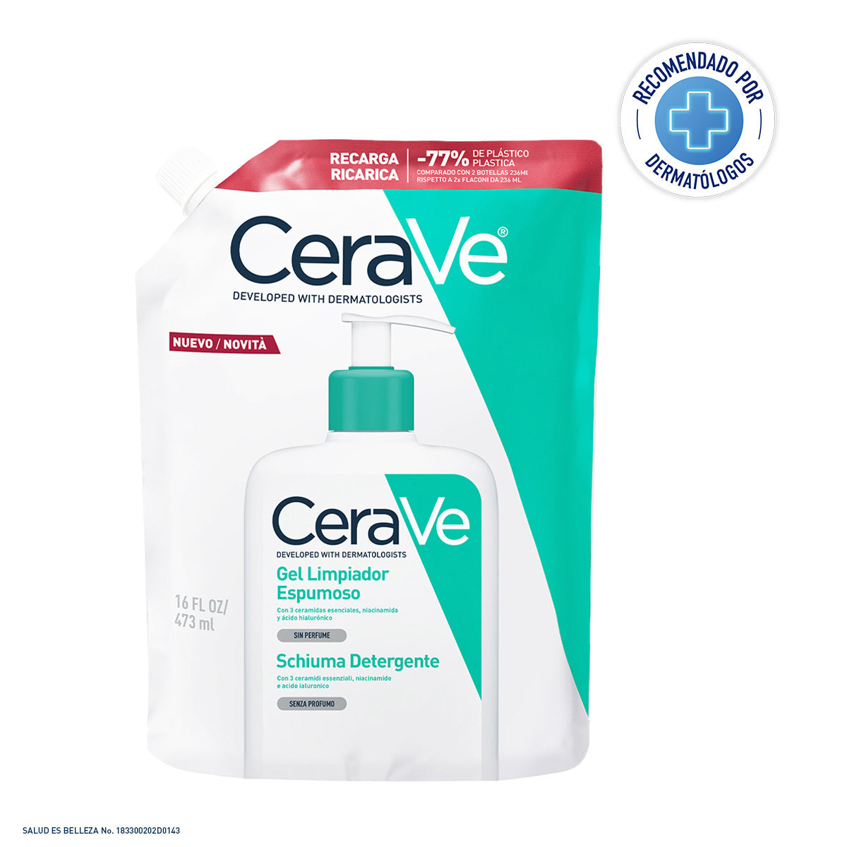 Cerave Refill Gel Limpiador Espumoso 16Oz